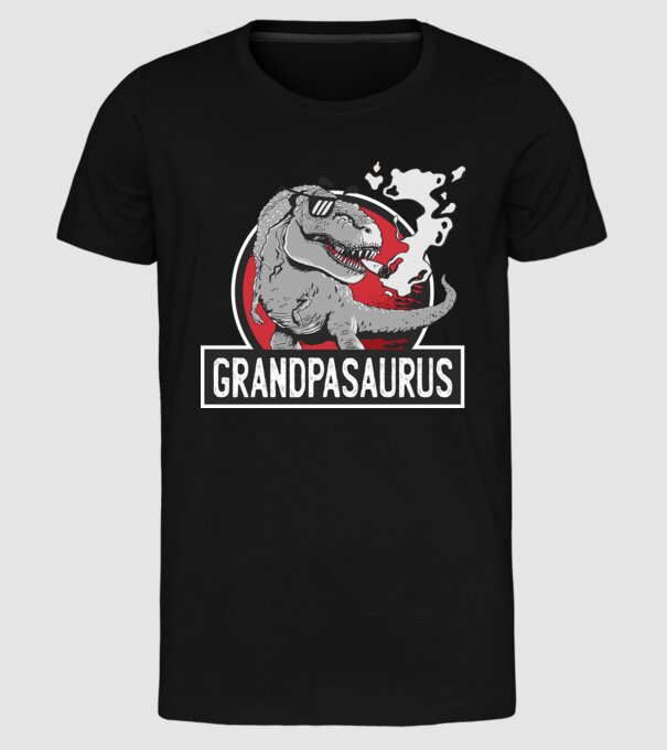 Grandpasaurus T-rex model negru pe tricou