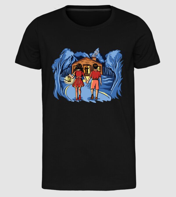 Copii în pădure Poveste model negru pe tricou