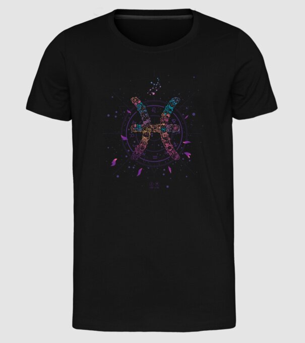 Pisces Zodiac model negru pe tricou