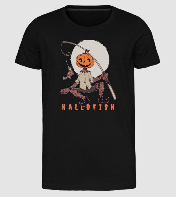 Hallofish - Pescar Halloween model negru pe tricou
