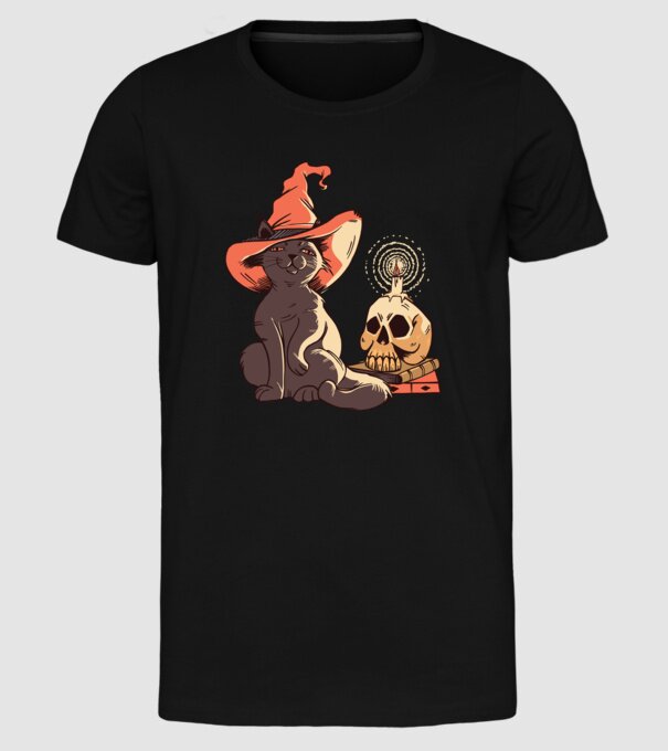 Pisică Halloween model negru pe tricou