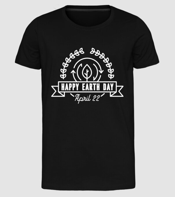 Happy Earth Day - Ziua Pământului model negru pe tricou