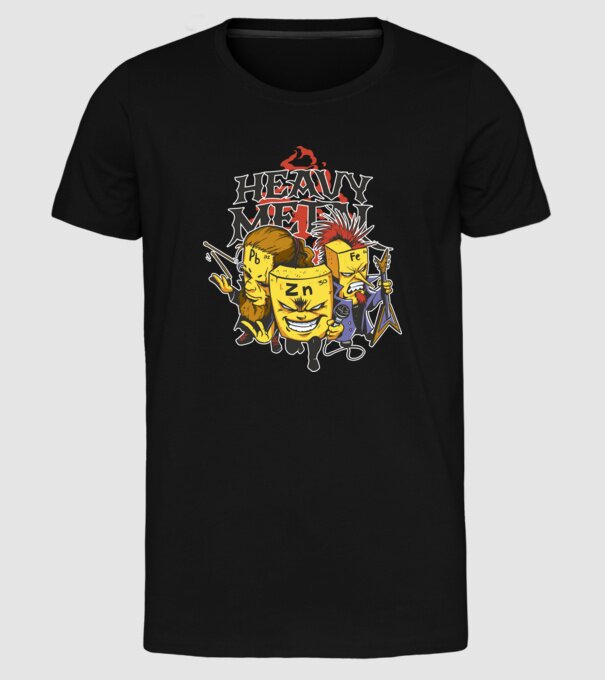 Elemente Heavy Metal model negru pe tricou