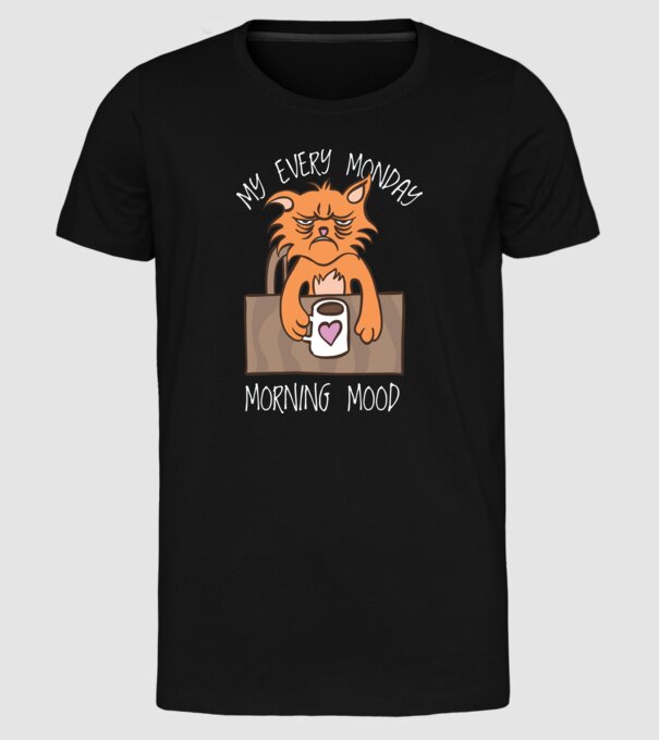 Starea mea de spirit de luni model negru pe tricou