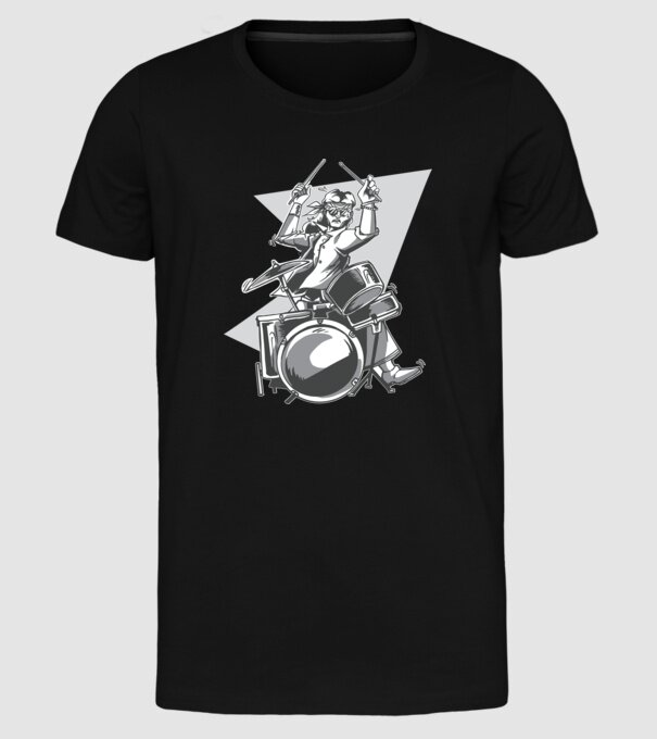 Hippy baterist model negru pe tricou