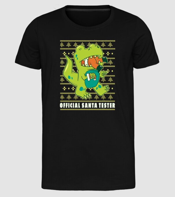 Tester oficial Moș Crăciun model negru pe tricou