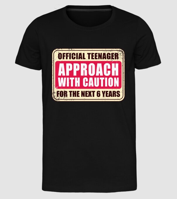 Adolescent oficial Abordați cu prudență model negru pe tricou