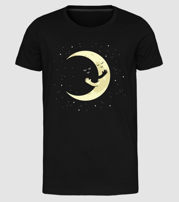 Luna și Soarele îmbrățișare model negru pe tricou