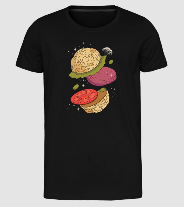Burger lună model negru pe tricou