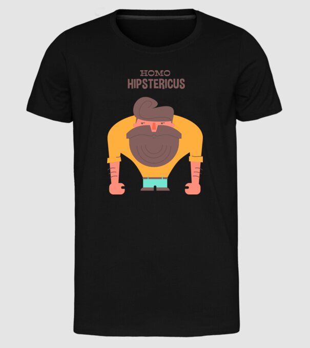 Homo Hipstericus model negru pe tricou