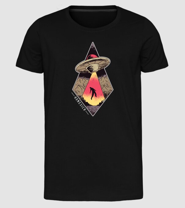 Dor de casă alien model negru pe tricou
