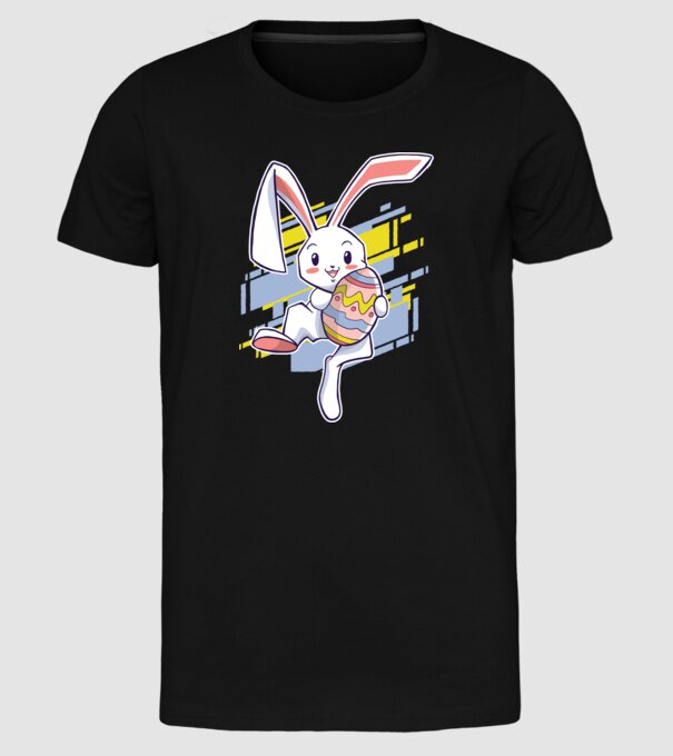 Iepuraș de Paște model negru pe tricou