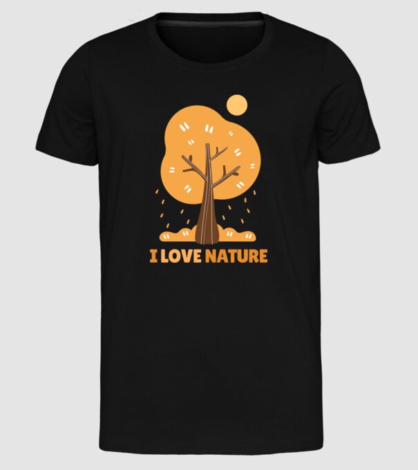 I Love Nature model negru pe tricou