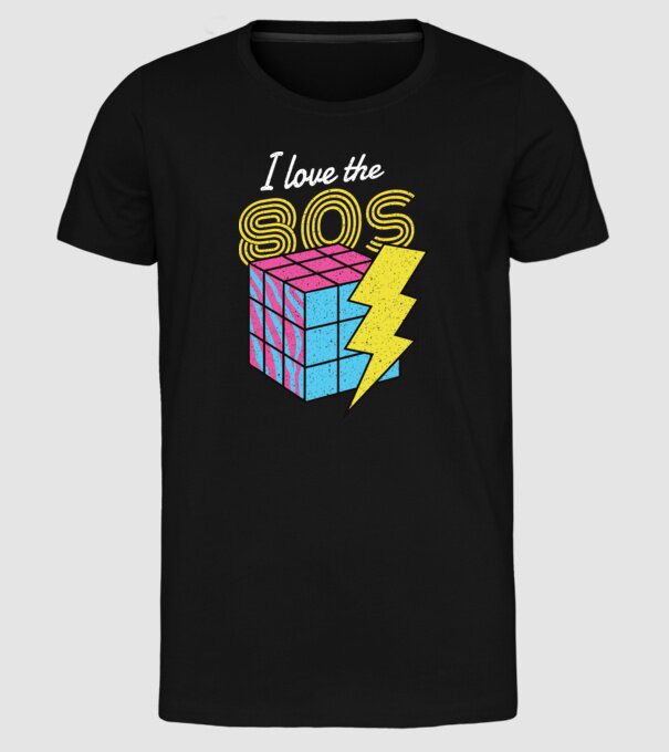 I love the 80s Cub Rubik model negru pe tricou
