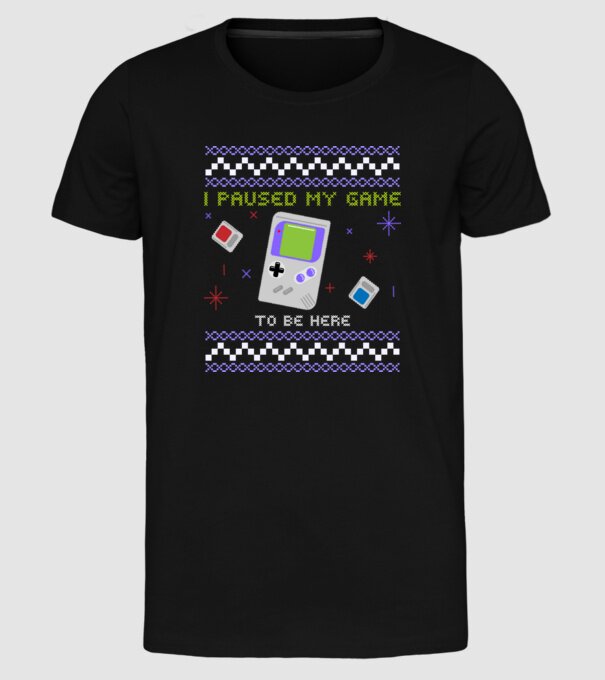 I paused my game to be here - Gamer pulovăr urât model negru pe tricou