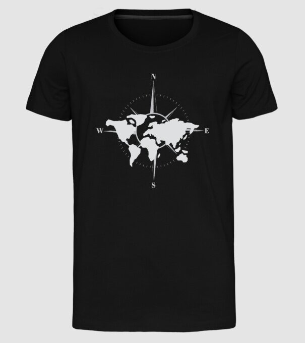 Busolă model negru pe tricou