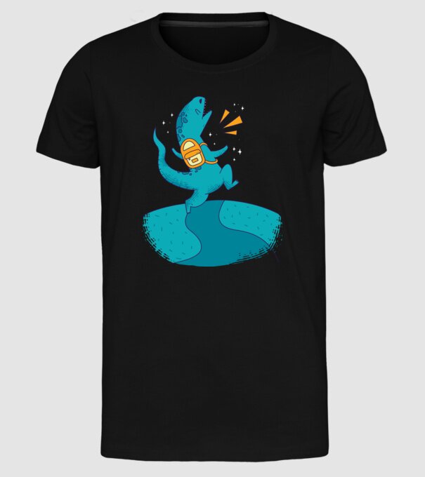Dinozaur școlar model negru pe tricou