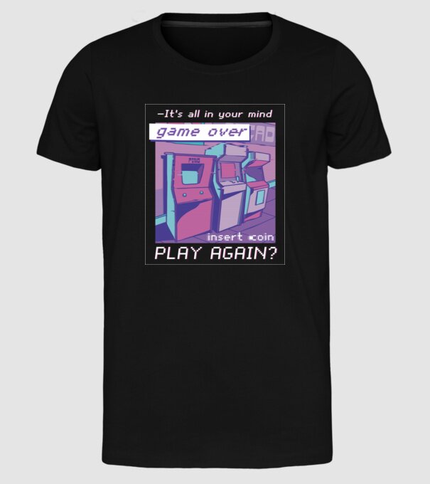 Sala de jocuri Retro Arcade model negru pe tricou
