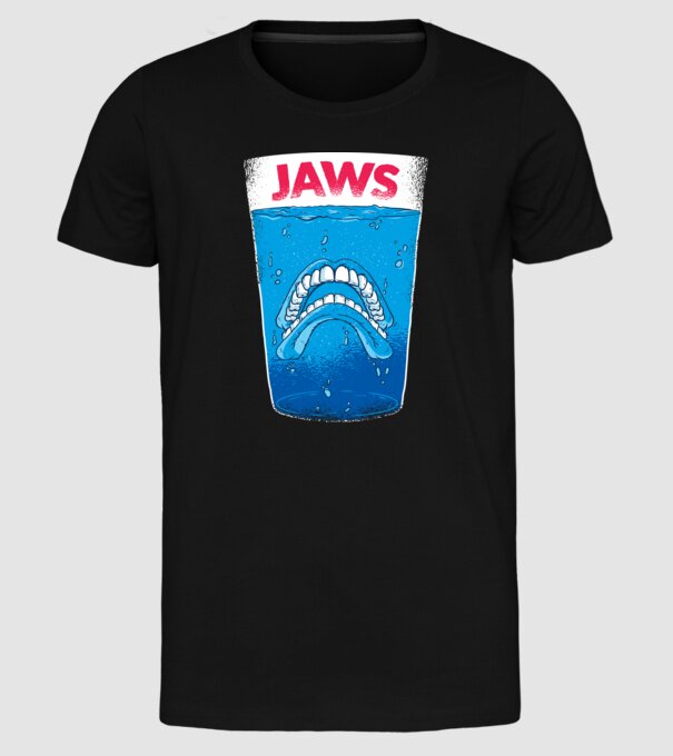 Jaws dinți tricou parodie model negru pe tricou