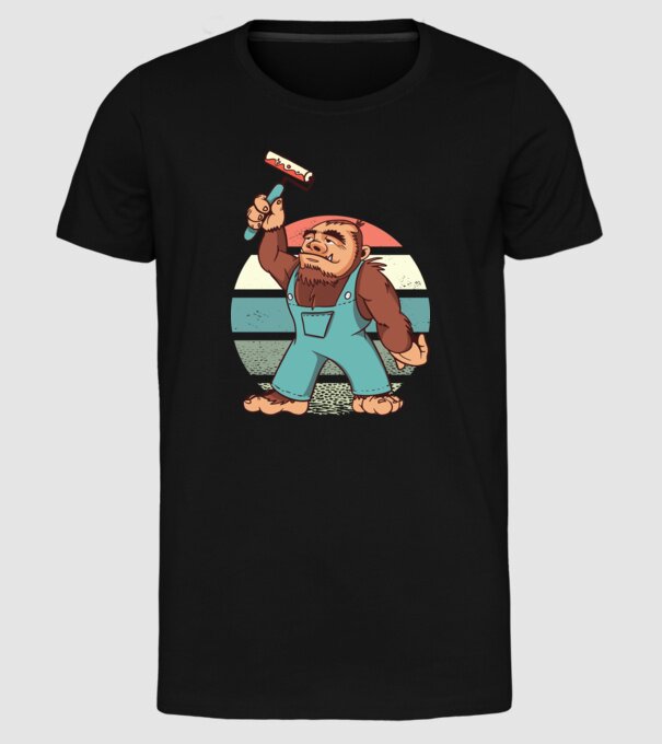 Zugrav Yeti model negru pe tricou