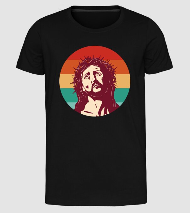 Iisus Hristos Retro model negru pe tricou