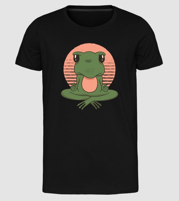 Yoga Broască model negru pe tricou