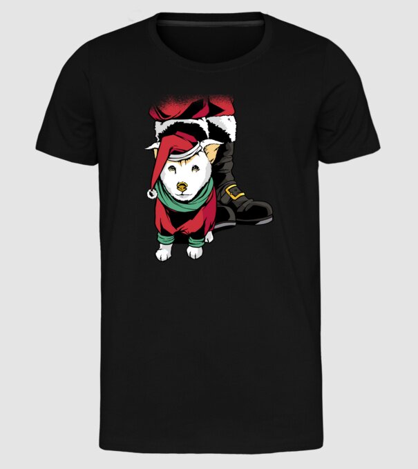 Cățeluș de Crăciun model negru pe tricou