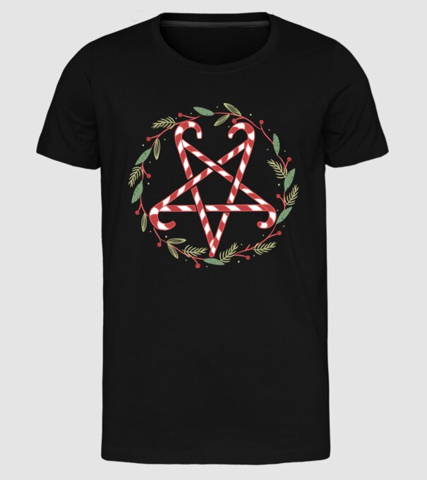 Pentagrama de Crăciun model negru pe tricou