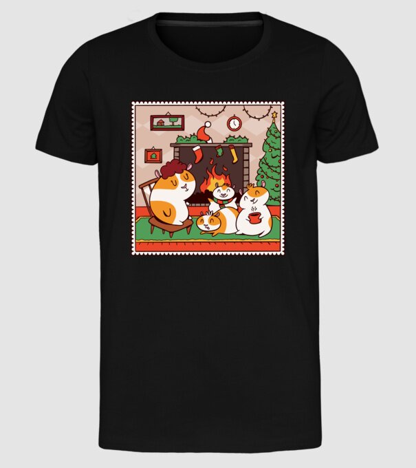 Porcușori de Guineea de Crăciun model negru pe tricou