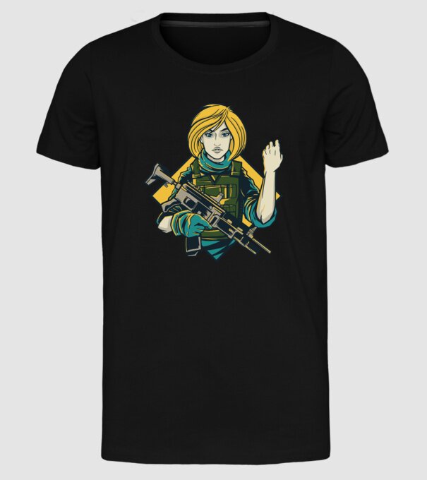 Fată Soldat model negru pe tricou