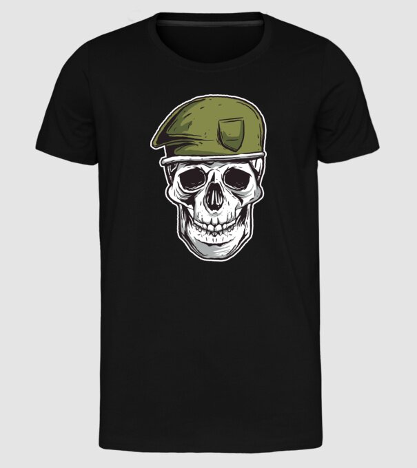 Craniu Soldat model negru pe tricou