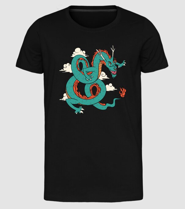 Dragon Chinez model negru pe tricou
