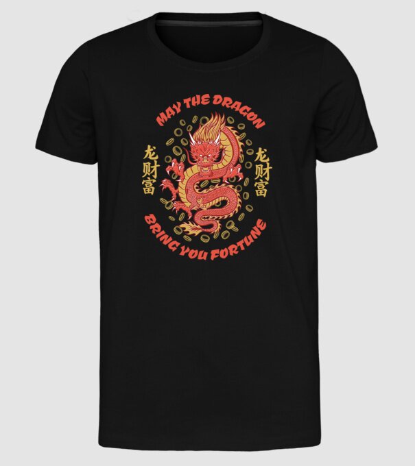 Dragon chinezesc norocos model negru pe tricou