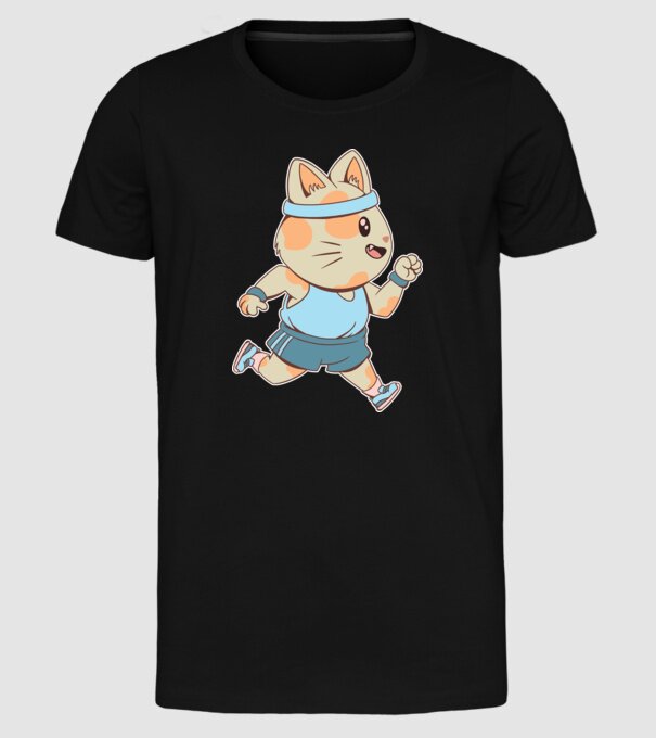 Pisică Jogging model negru pe tricou