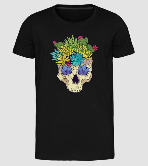 Craniu Cactuși model negru pe tricou