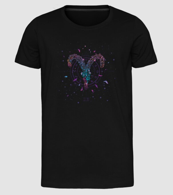 Aries Zodiac model negru pe tricou