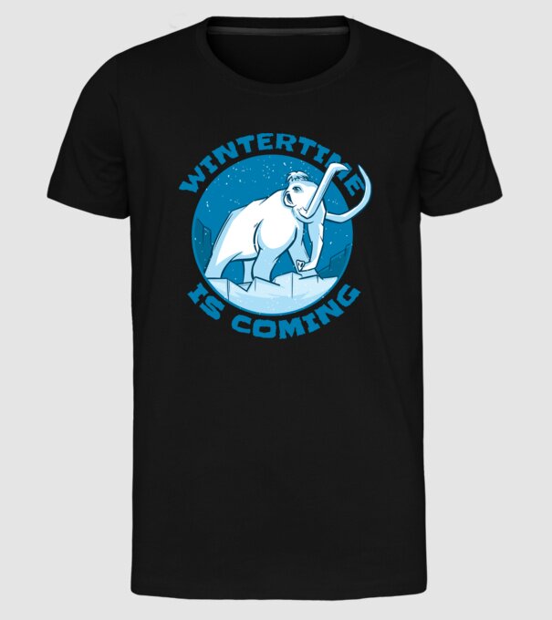 Vine Iarna Mamut model negru pe tricou