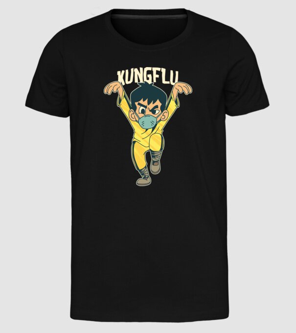 Kung Flu Coronavirus Karate model negru pe tricou