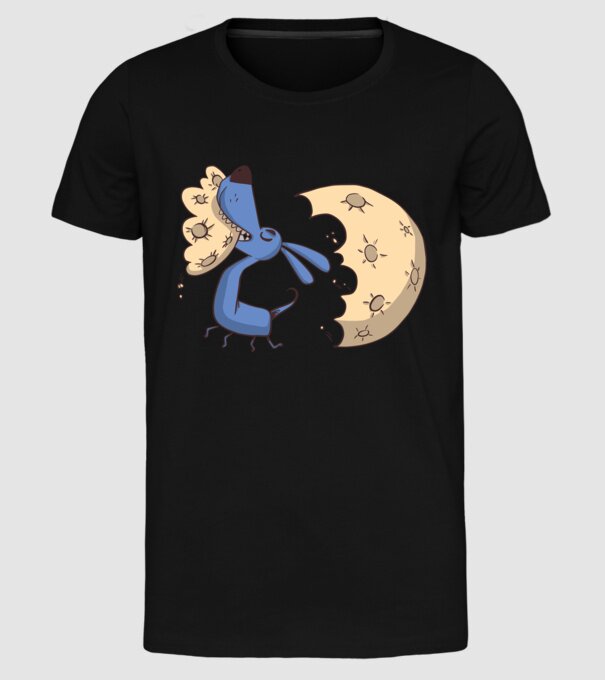 Câine Luna Mușcătură model negru pe tricou