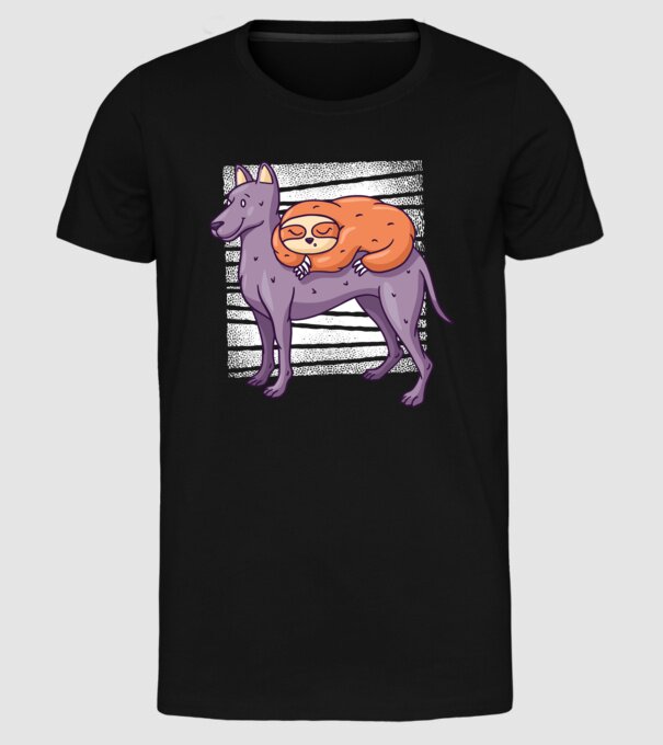 Leneș pe câine model negru pe tricou