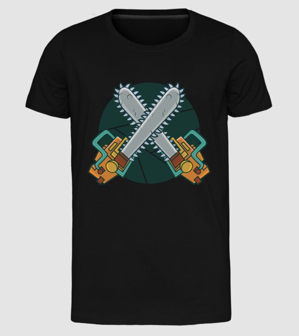 Drujbă tăietor de lemne model negru pe tricou