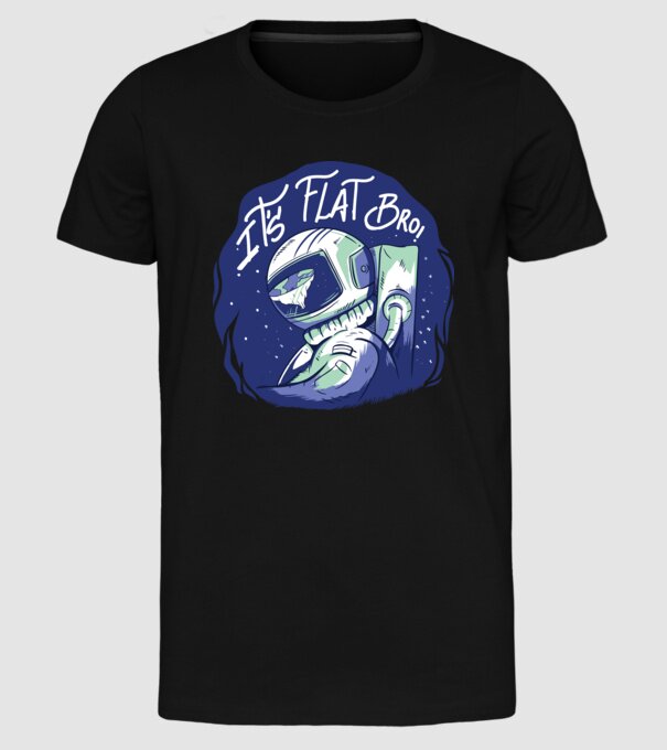 Astronaut Pământ plat model negru pe tricou