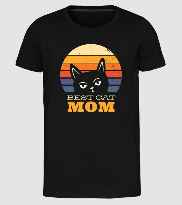 Cea mai bună mamă pisică model negru pe tricou