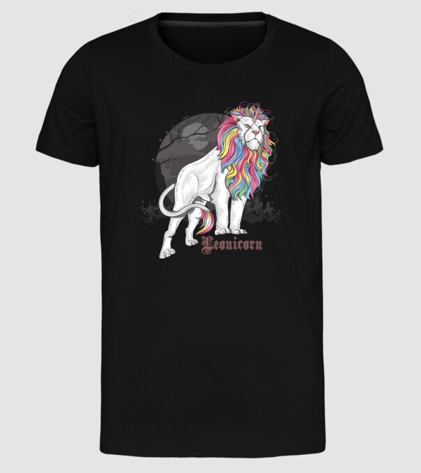 Leonicorn model negru pe tricou