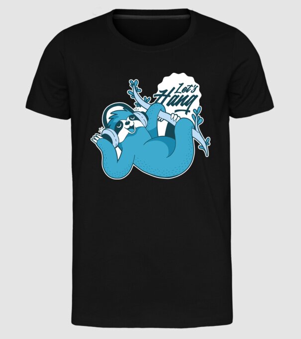'Let''s Hang tricou cu leneș' model negru pe tricou