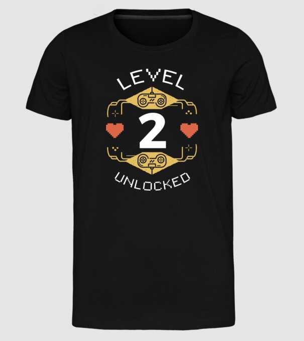 Level 2 Unlocked Gamer Birthday model negru pe tricou