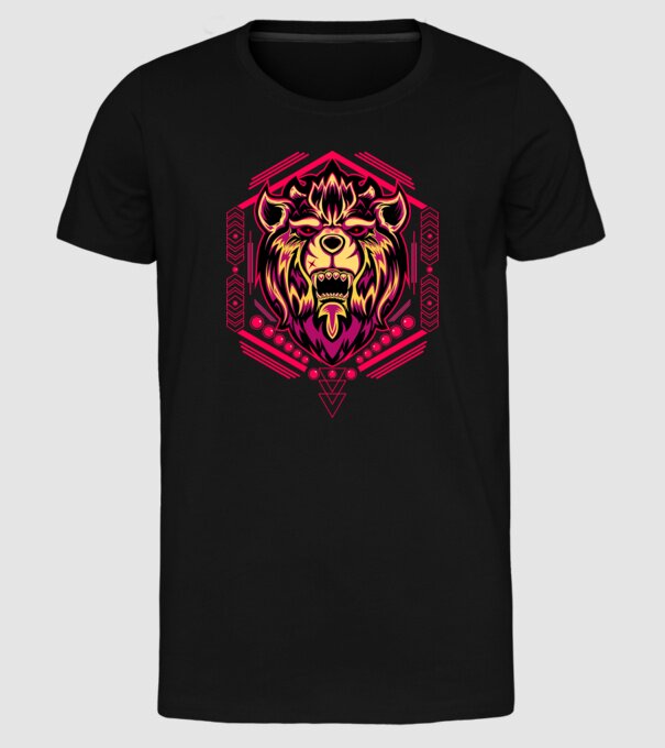 Lion geometry model negru pe tricou