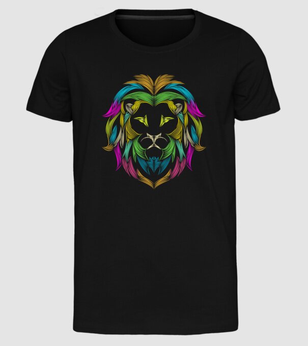 lion line art design model negru pe tricou