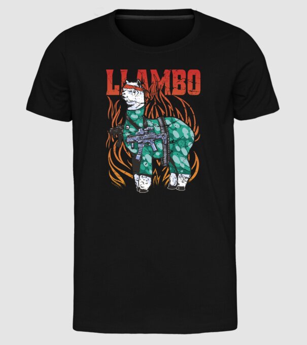 Llambo Lama model negru pe tricou
