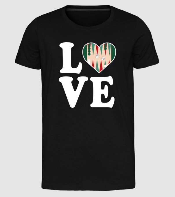 Love Backgammon model negru pe tricou